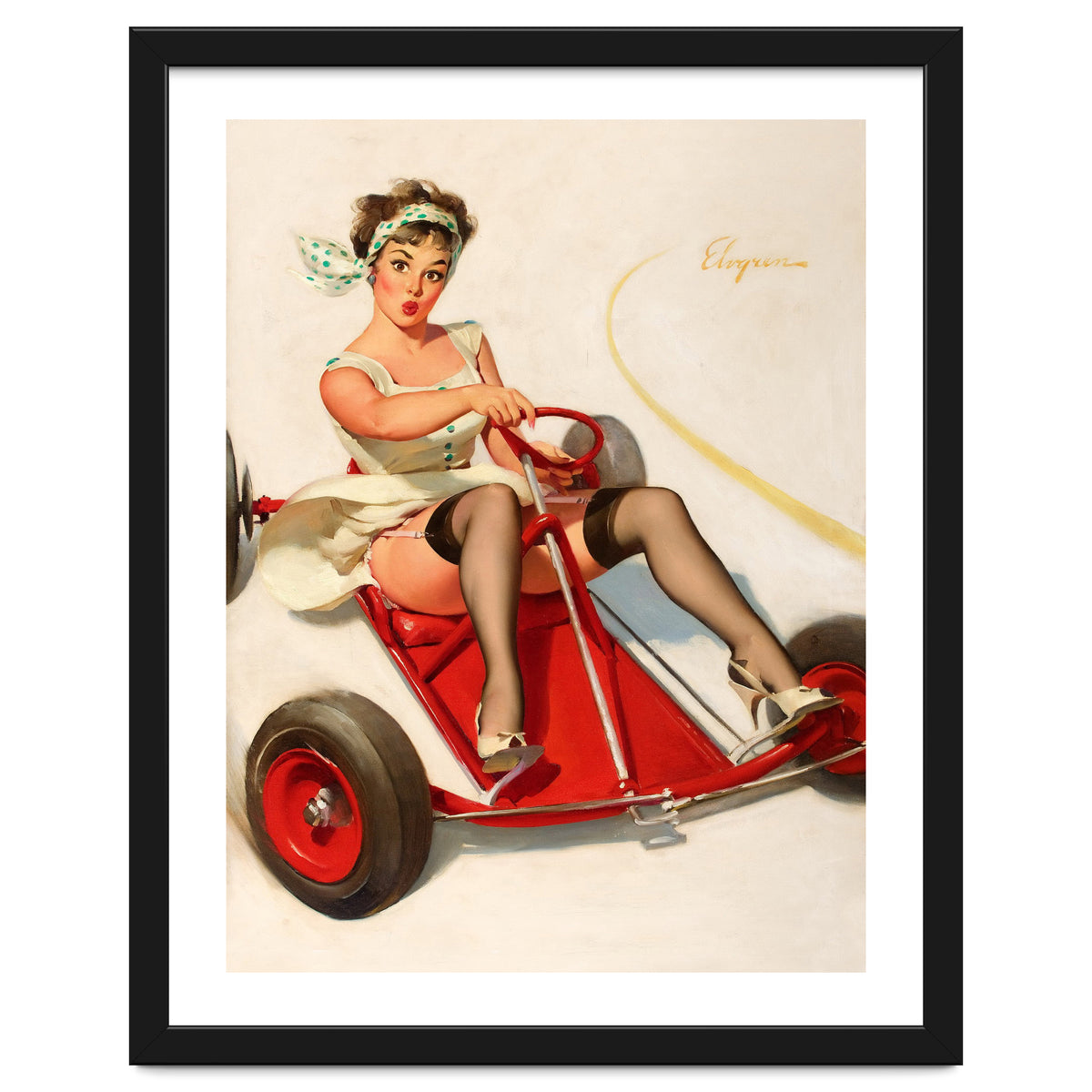 Pinup Sexy Girl On A Go Cart Car