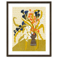 Floral Contemporary Still Life Mustard Yellow