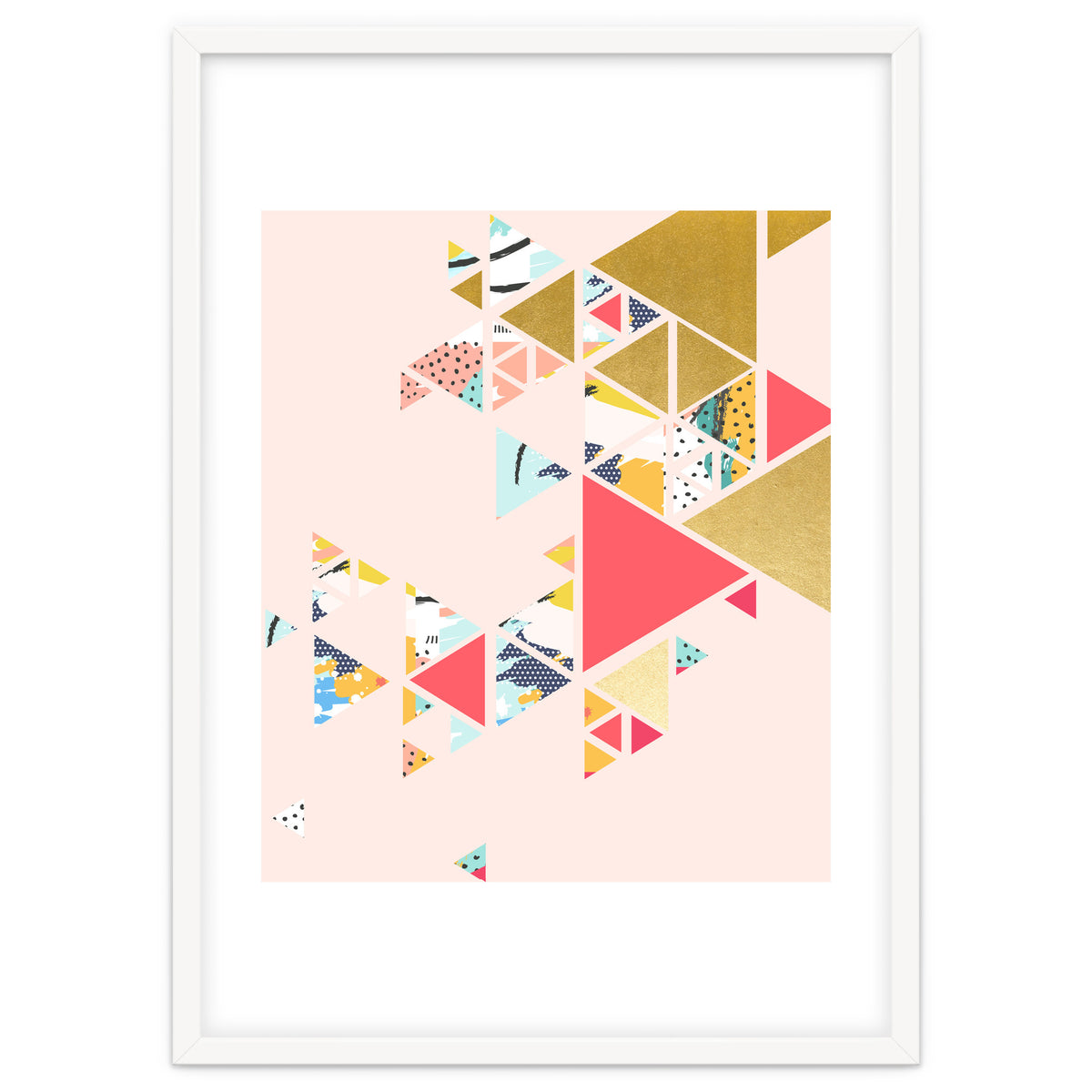 Gold Abstraction, Abstract Eclectic Colorful Geometrical, Blush Pastel Metallic Chic Graphic Design