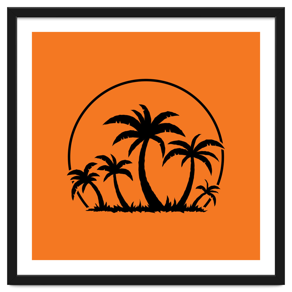 Palm Trees And Sunset in Black