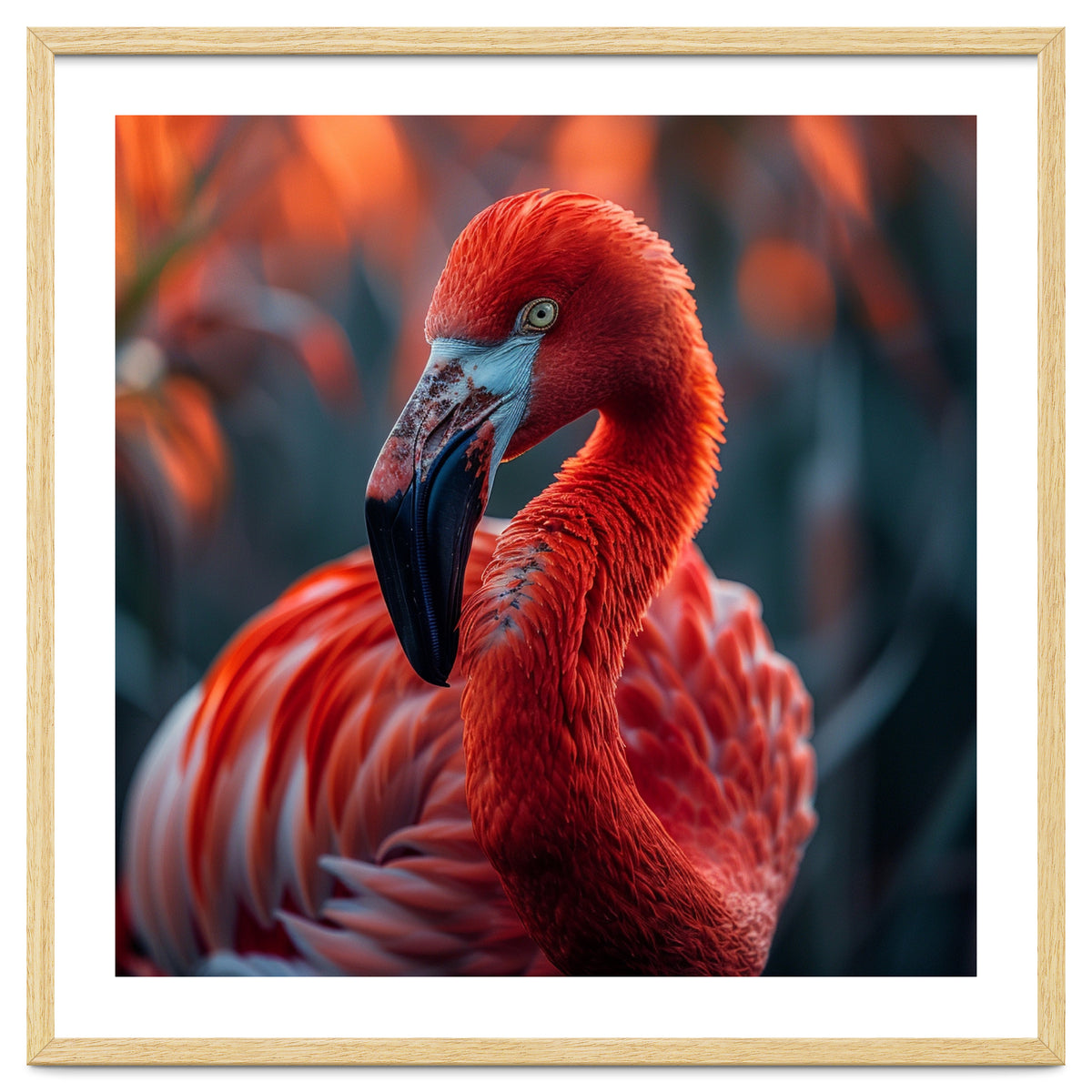 Vibrant Flamingo Close Up Portrait Outdoor Nature