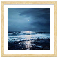 Midnight Seascape with Moonlight Reflecting