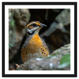 Colorful Bird Perched Among Rocks And Foliage thumbnail