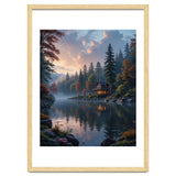 Serene Lakeside Retreat in Autumn Forest thumbnail