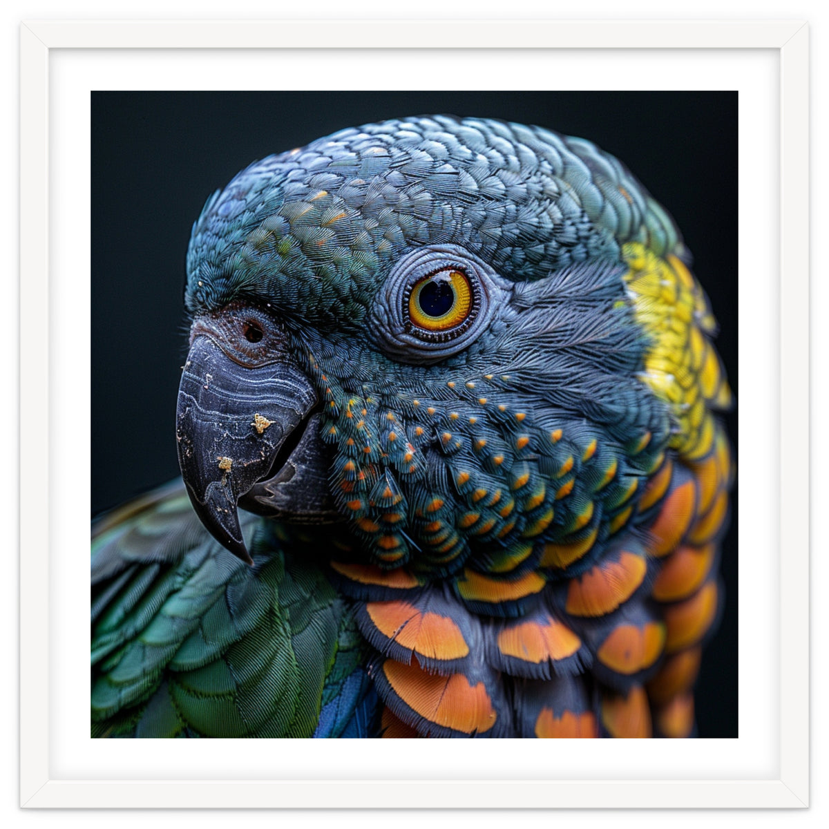 Close Up Portrait Of A Colorful Parrot's Face