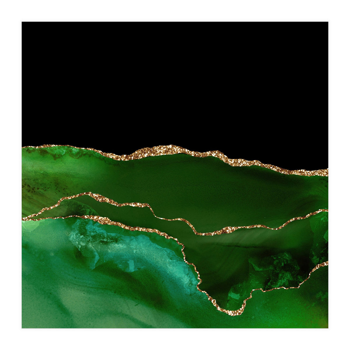 Green & Gold Agate Texture 07  (Print Only)