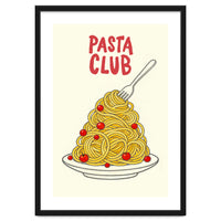 Pasta Club Illustration, Spaghetti and Tomatoes Art Print for Kitchen Wall Decor