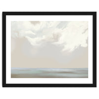 Abstract muted sea and clouds oil painting