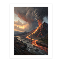 Dramatic Volcanic Eruption Landscape Art (Print Only)