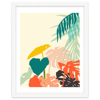 Tropical Nature, Botanical Pastel Jungle Plants Illustration, Minimal Bohemian Palm Monstera Forest