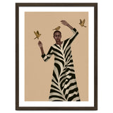 Woman With Birds And Zebra Pattern Dress thumbnail