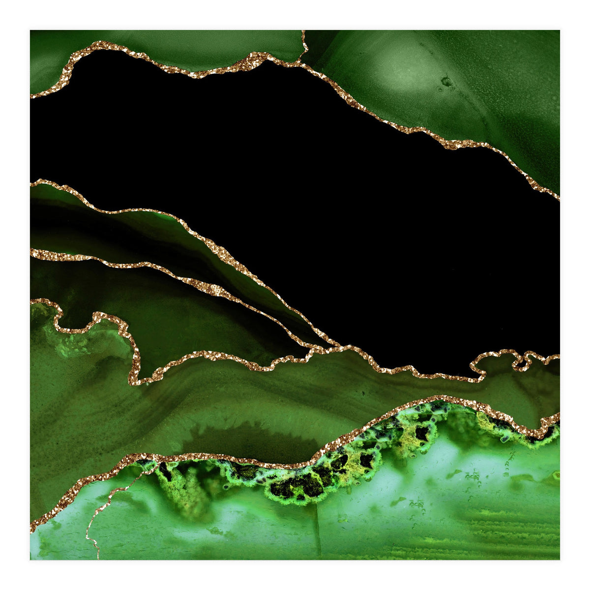 Green & Gold Agate Texture 14 (Print Only)