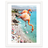 Flamingos on the Beach, Wildlife Surrealism Birds, Nature Flamingo Fantasy Beach Summer Photography thumbnail