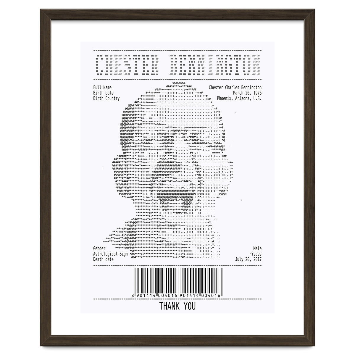 Receipt Art Chester Bennington