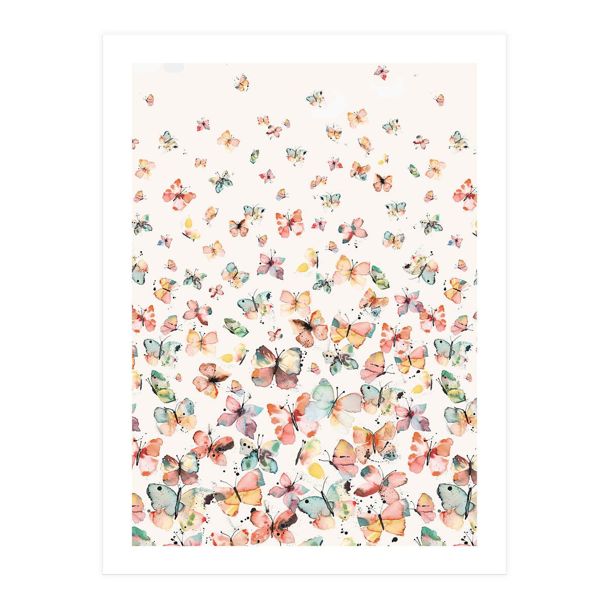 Watercolor Spring Butterflies Apricot (Print Only)