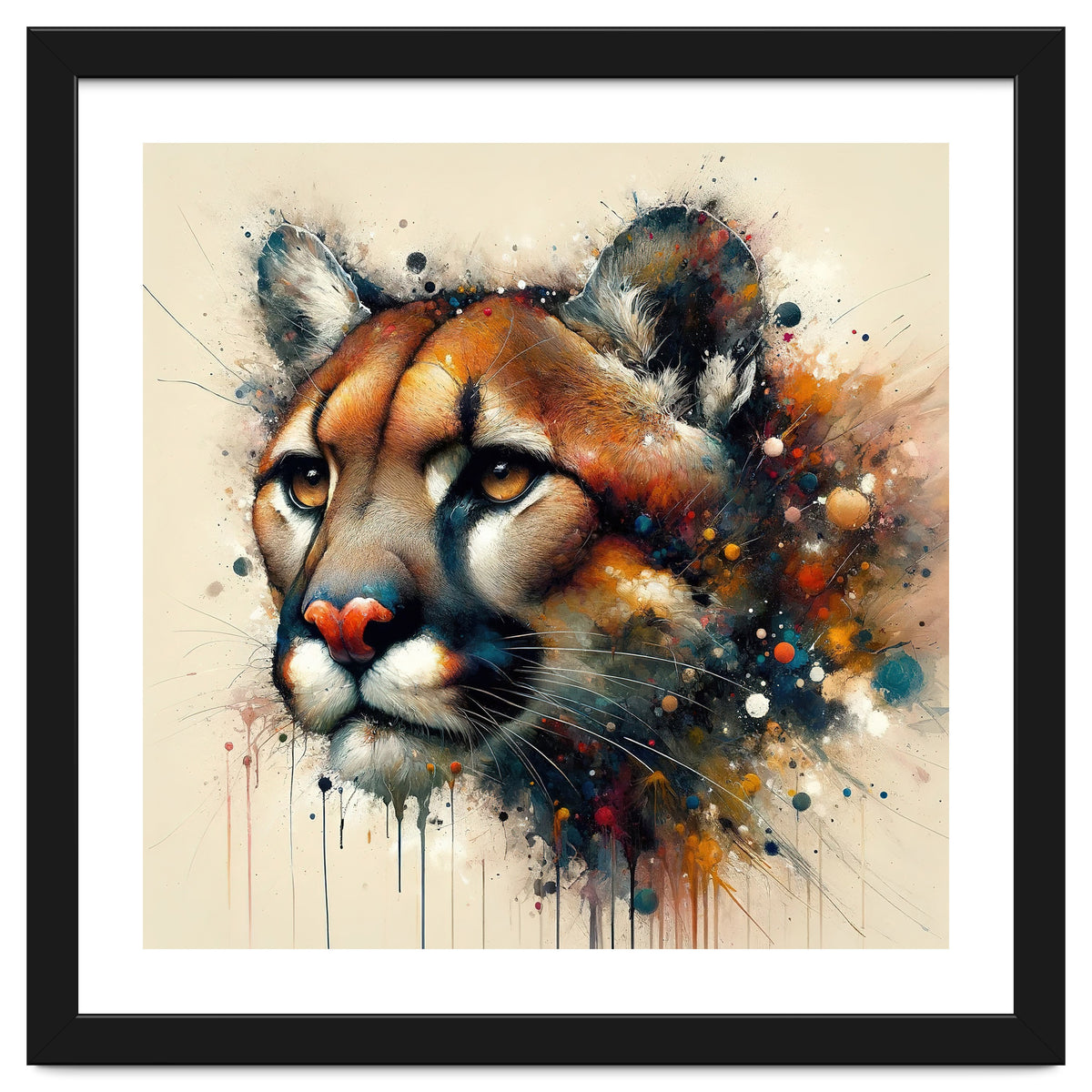Watercolor Cougar Portrait