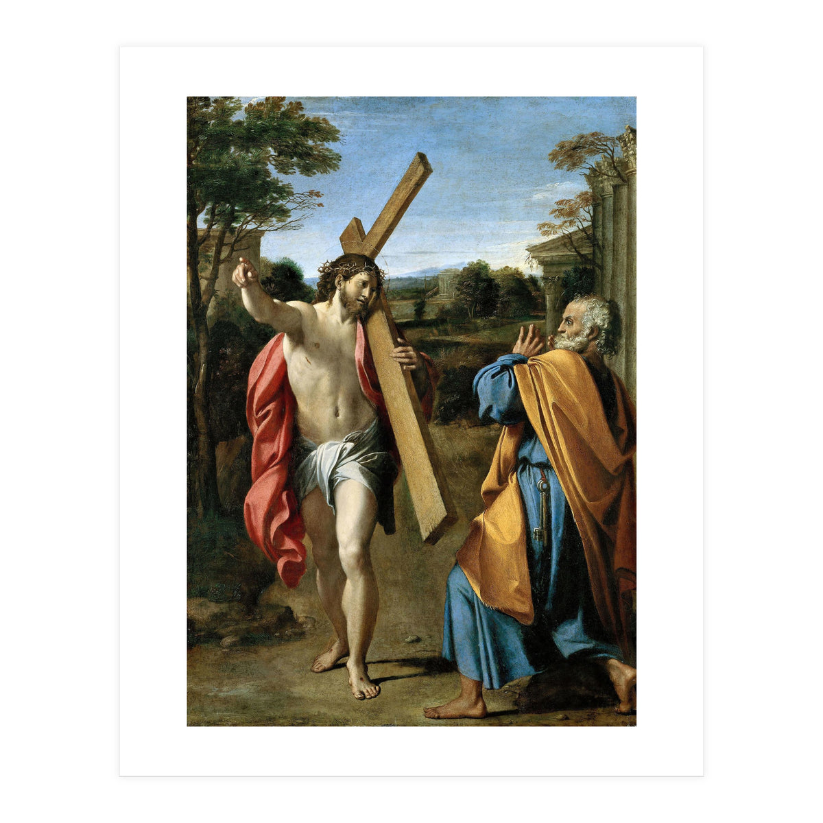 Annibale Carracci / 'Domine, quo vadis?', c. 1602, Oil on panel, 77.4 x 56.3cm. AGOSTINO CARRACCI. (Print Only)