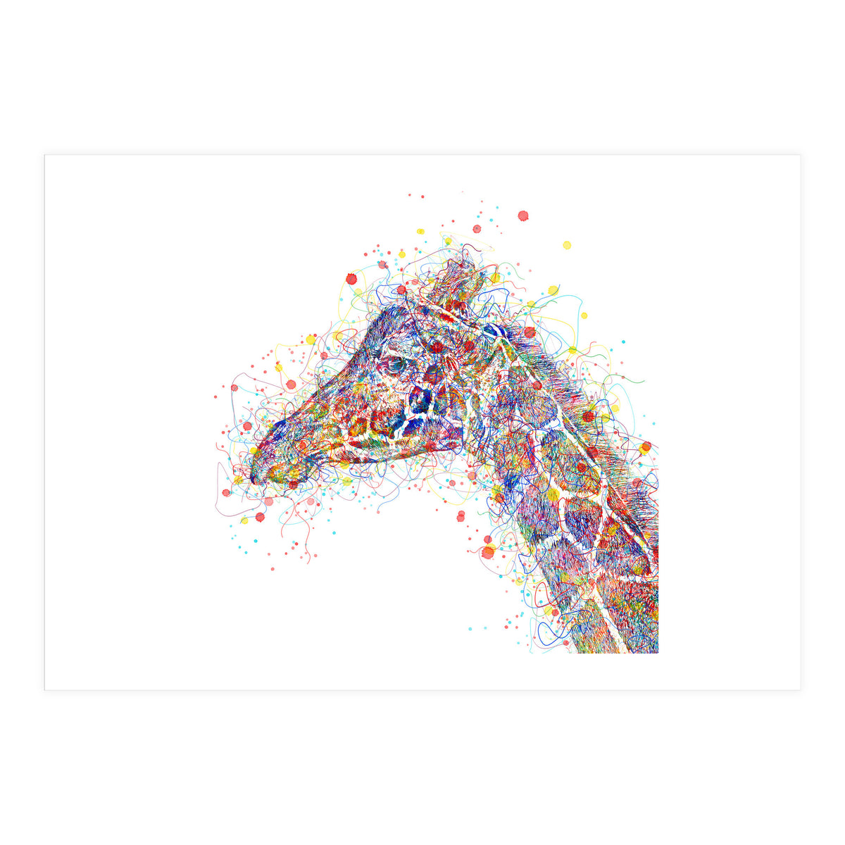 giraffe watercolor lines (Print Only)