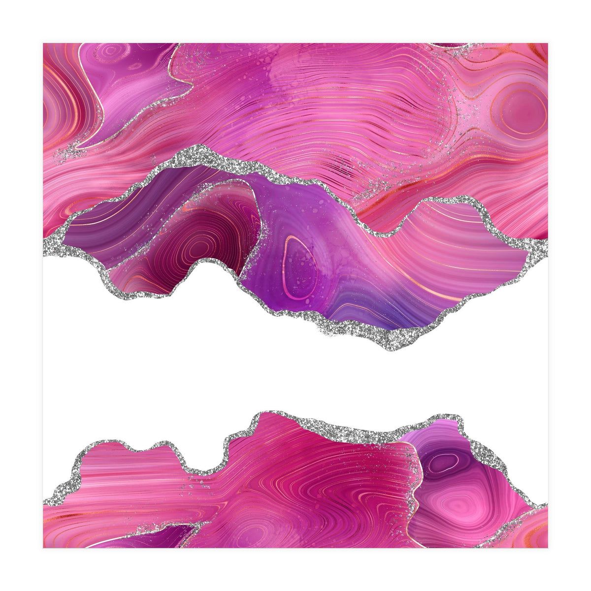 Magenta & Silver Agate Texture 07  (Print Only)