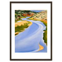 Georgia O’Keeffe – Chama River, Ghost Ranch (1937) | Serene Southwestern Landscape in Bold Modernist Forms