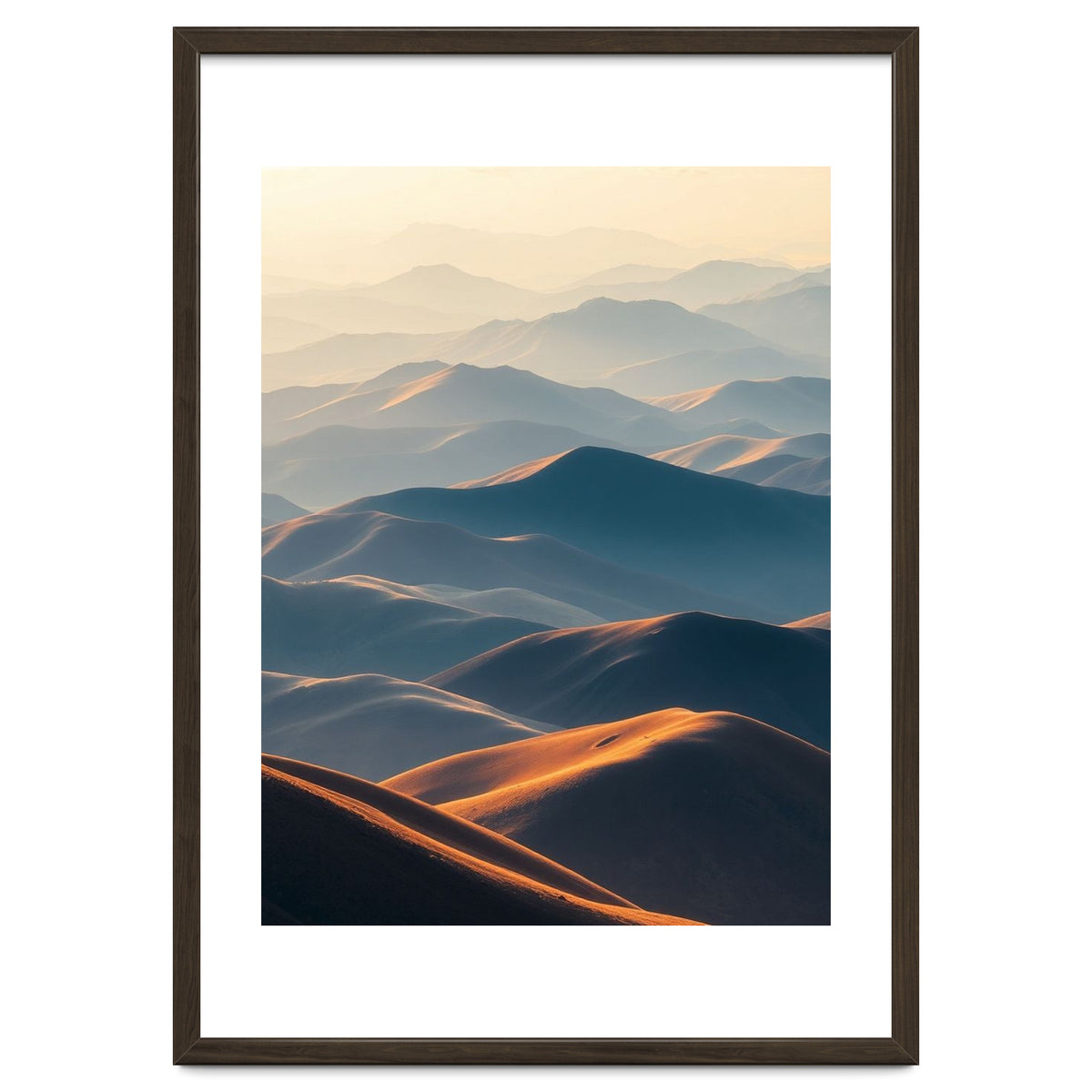 Misty Desert Mountain Range Art