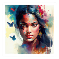 Azure Butterflies Hindu Portrait (Print Only)