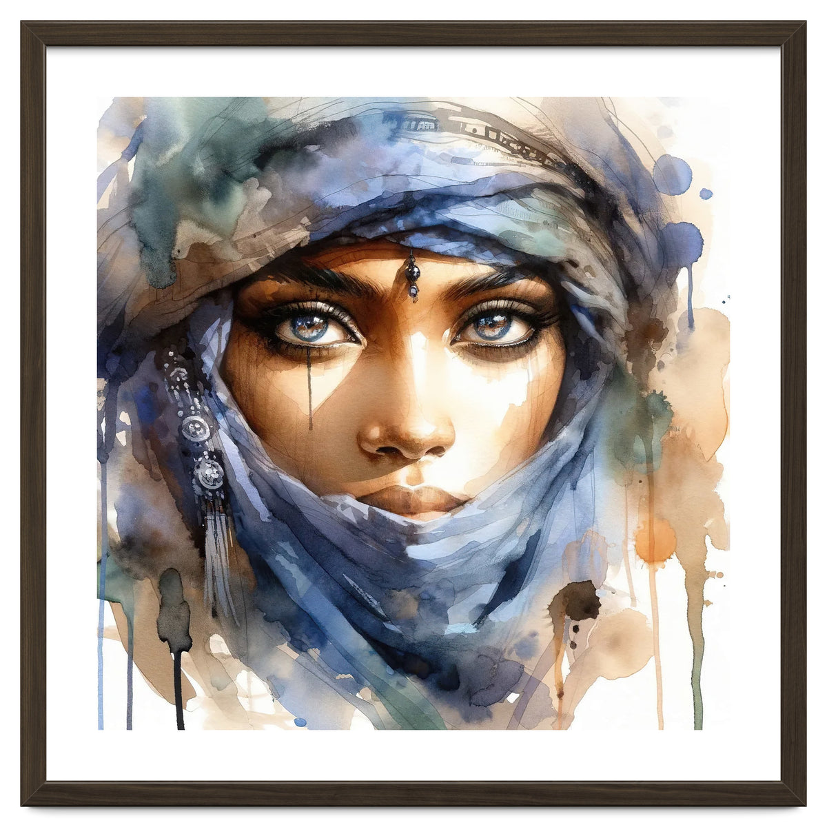Blue Veil Tuareg Woman Portrait