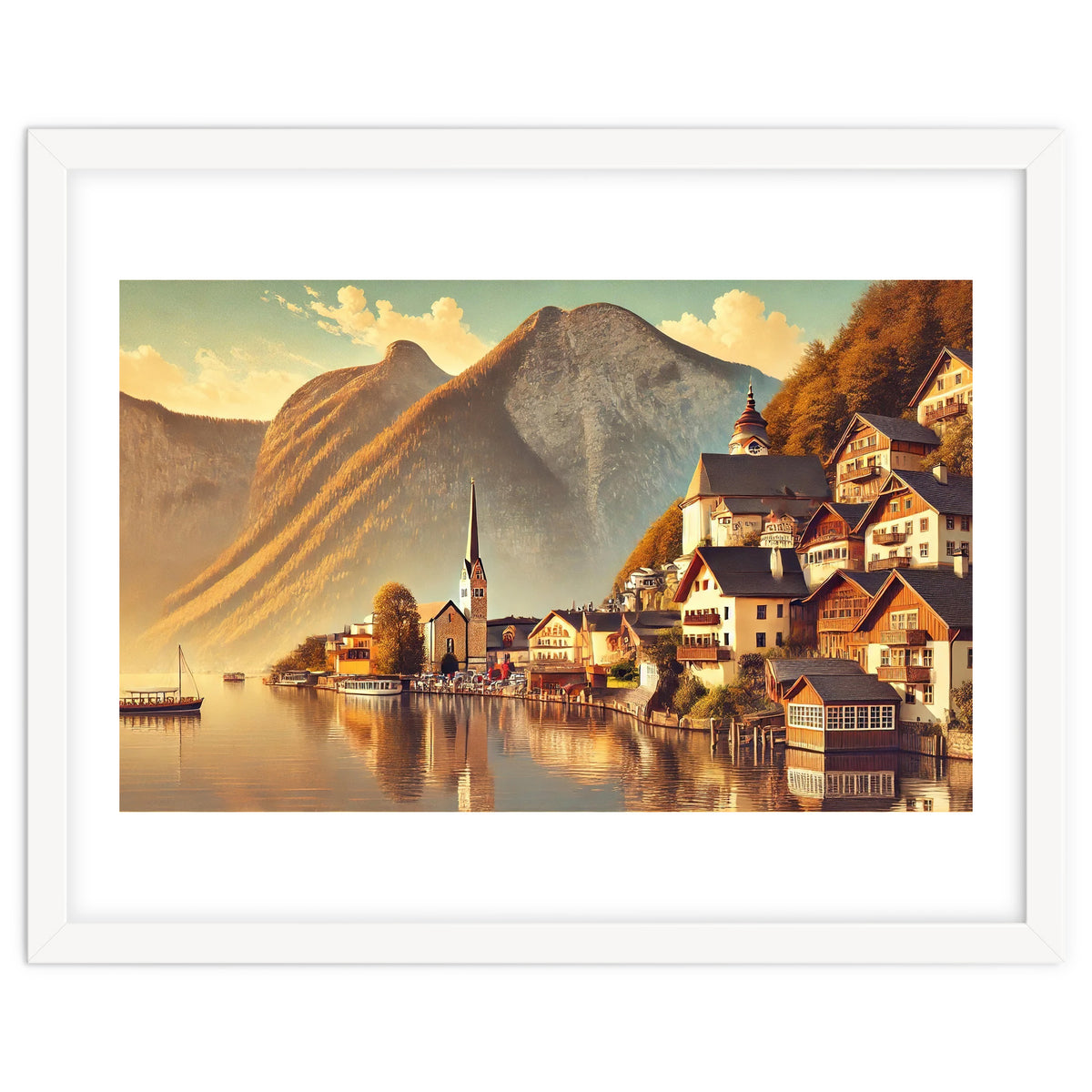 Vintage Hallstatt Poster, Austria
