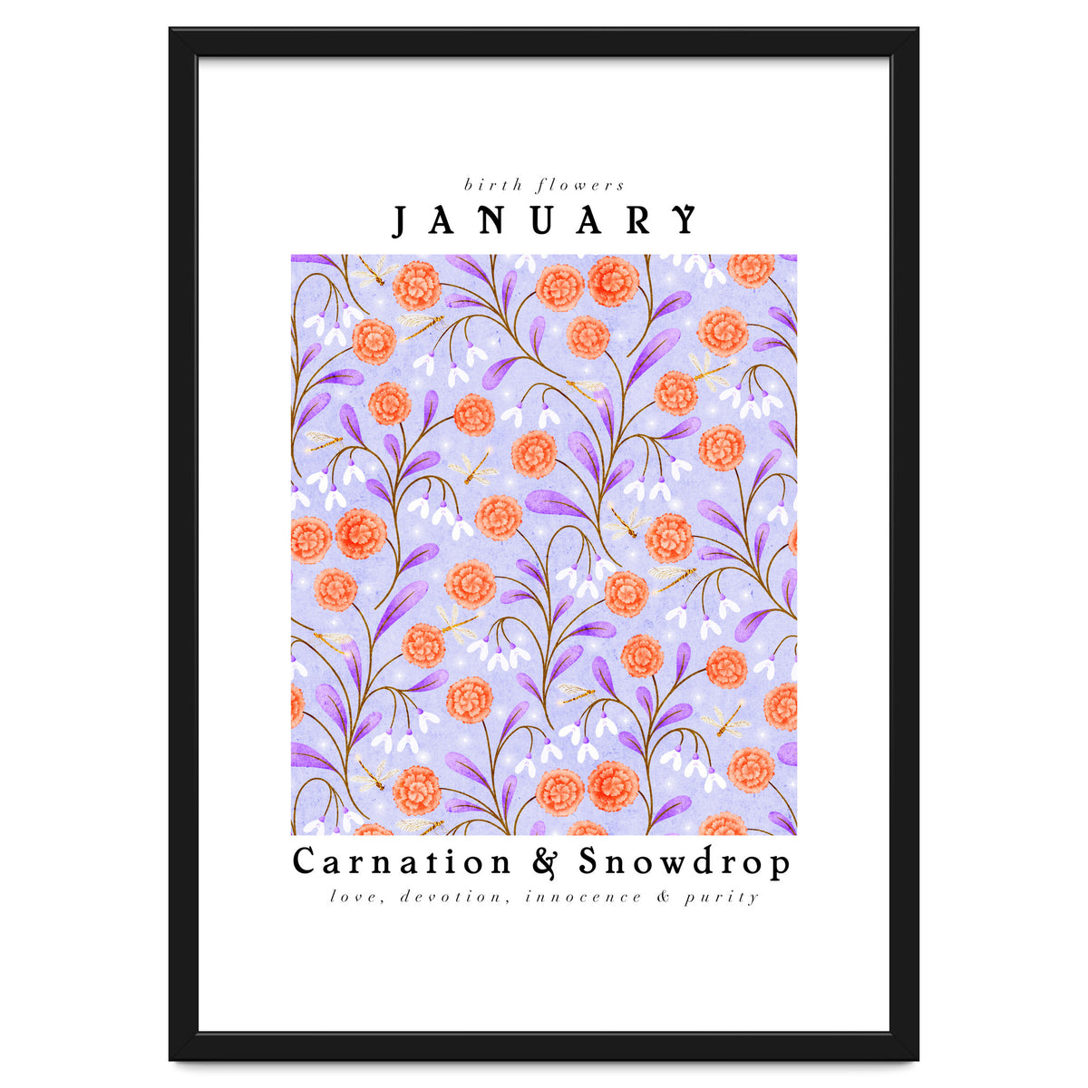Carnation & Snowdrop January Birth Flower