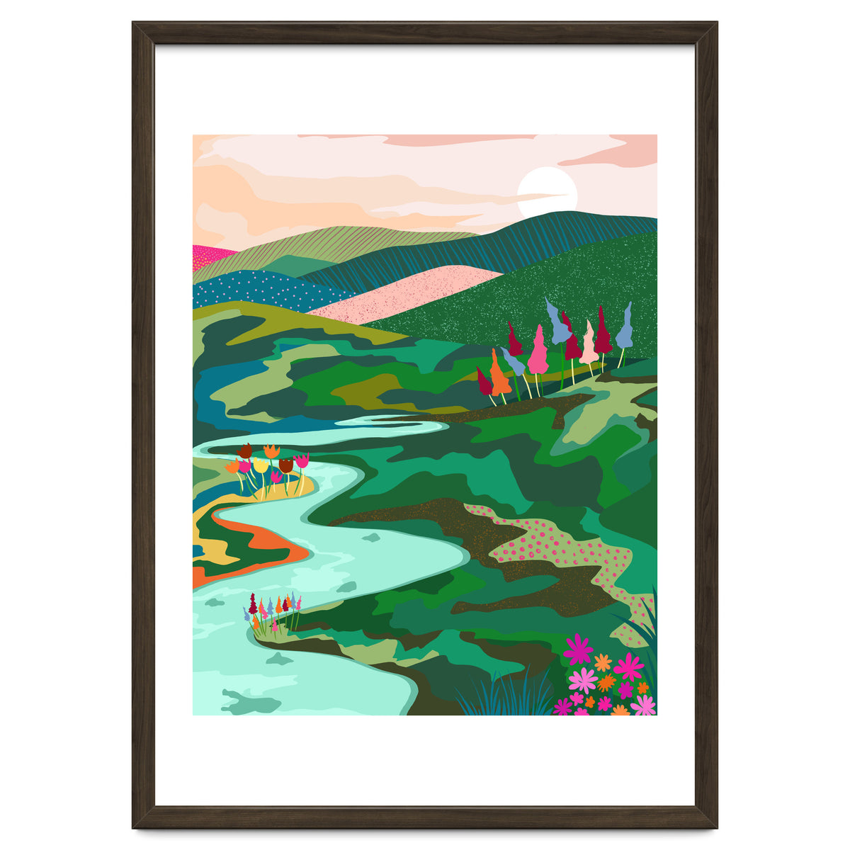 Endless Love, Bohemian Nature Landscape Scenic Meadow, Eclectic Colorful Travel Forest Mountains Sunset