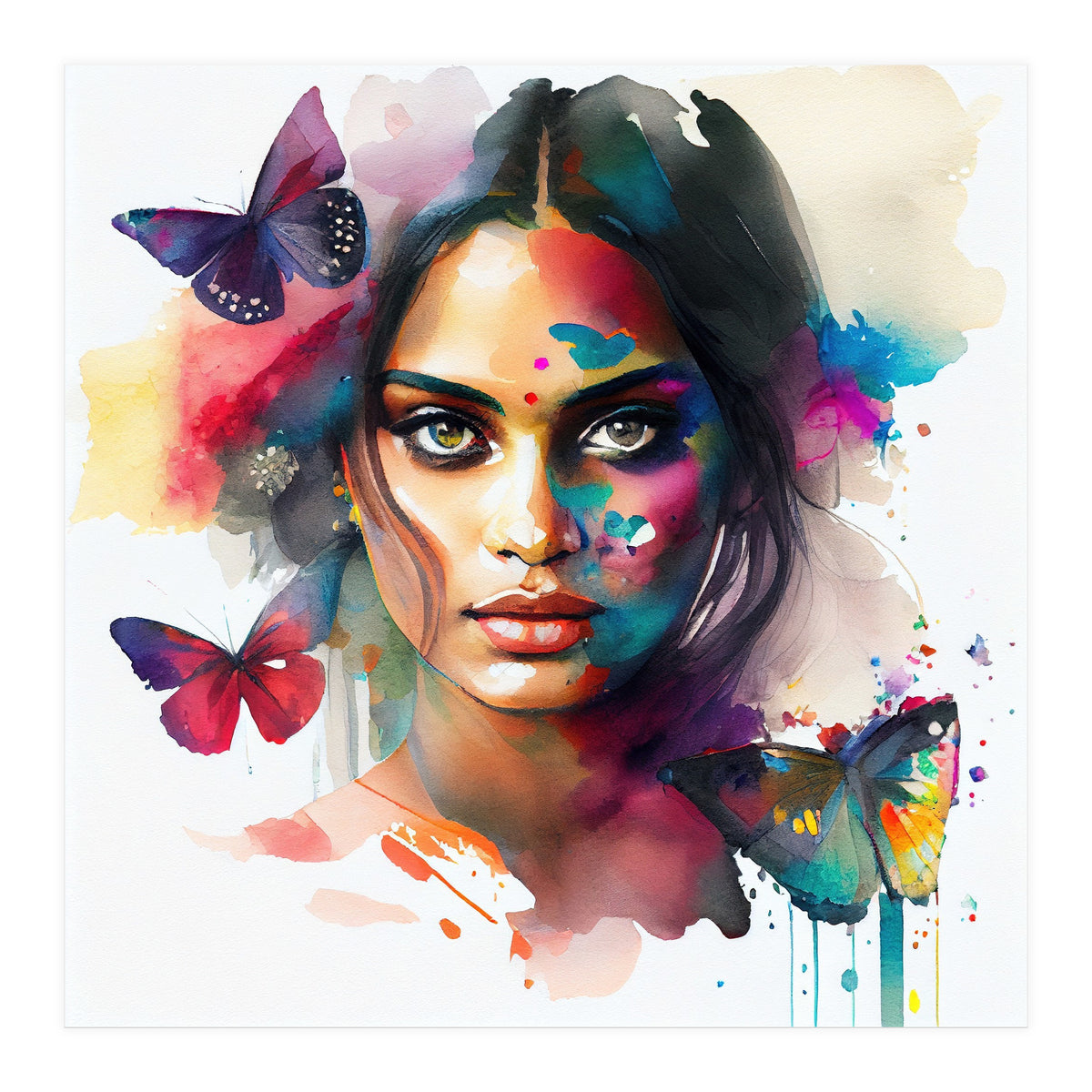Butterfly Bloom Hindu Portrait (Print Only)