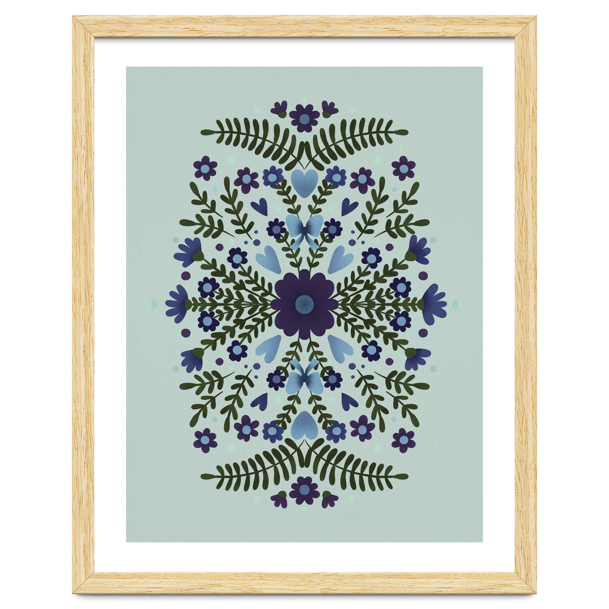 Flowers And Bows Blue And Green