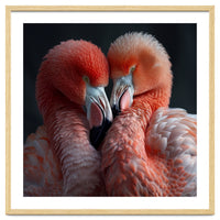 Two Flamingos Together Showing Affection