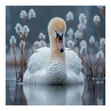Swan Floating Serene On Calm Water (Print Only) thumbnail