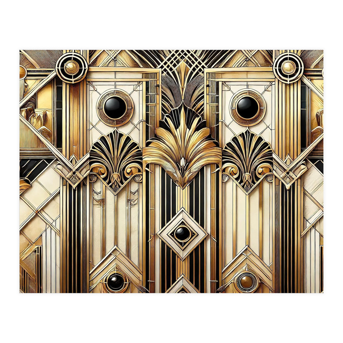Art Deco Gold Geometric Pattern (Print Only)