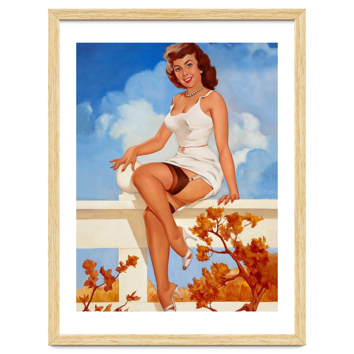 Beautiful Pinup Girl Posing On A Fence