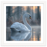 Graceful Swan Floating On Calm Water thumbnail