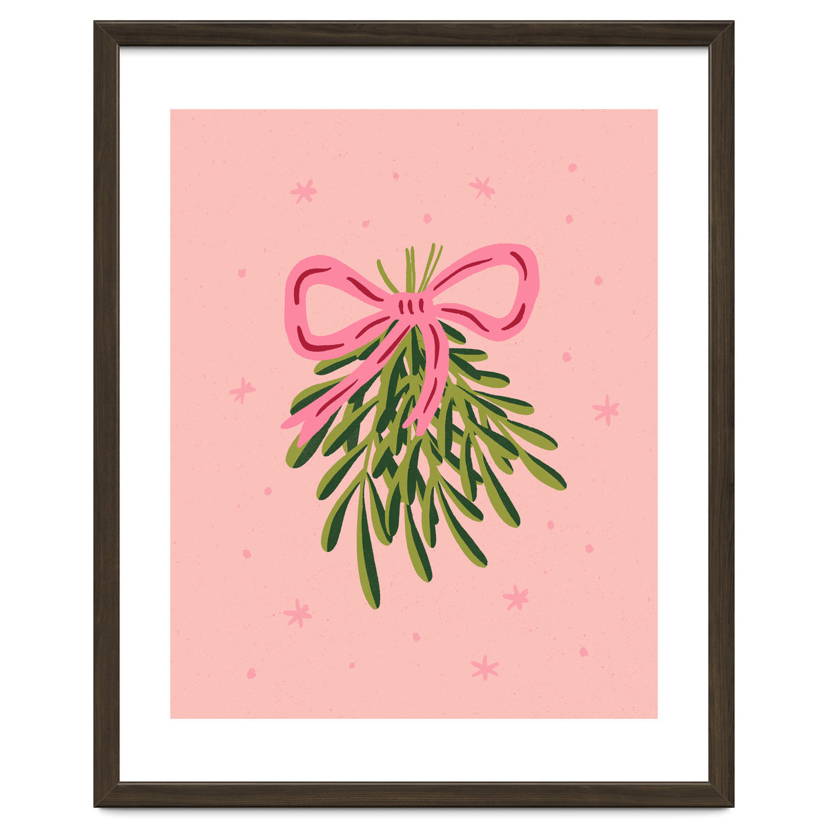 Mistletoe And Pink Bow