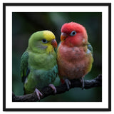 Two Lovebirds Sitting Together On A Branch thumbnail
