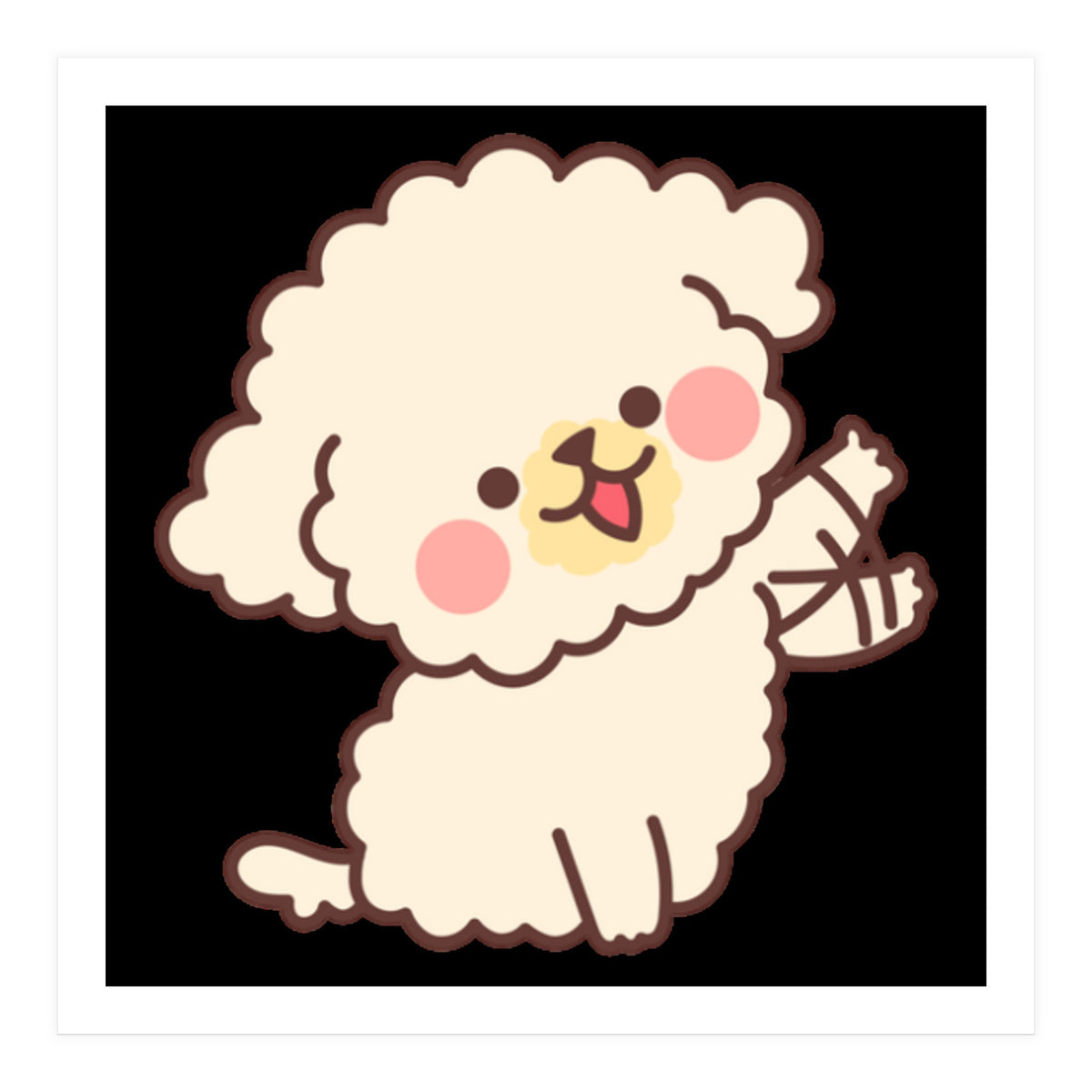 Cute Dog Happily Waving His Paw  (Print Only)