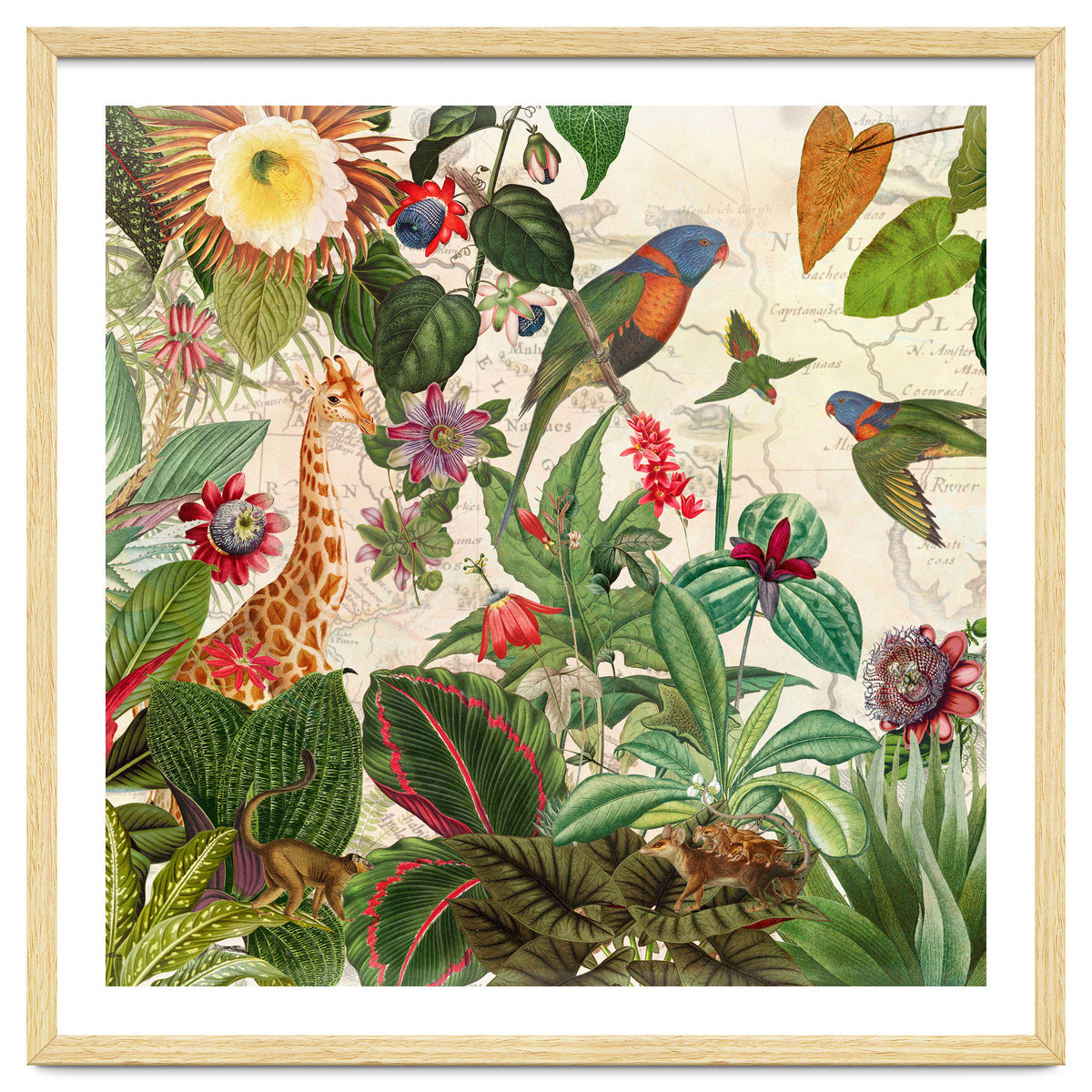 Exotic Lush Jungle And Wild Animals Landscape