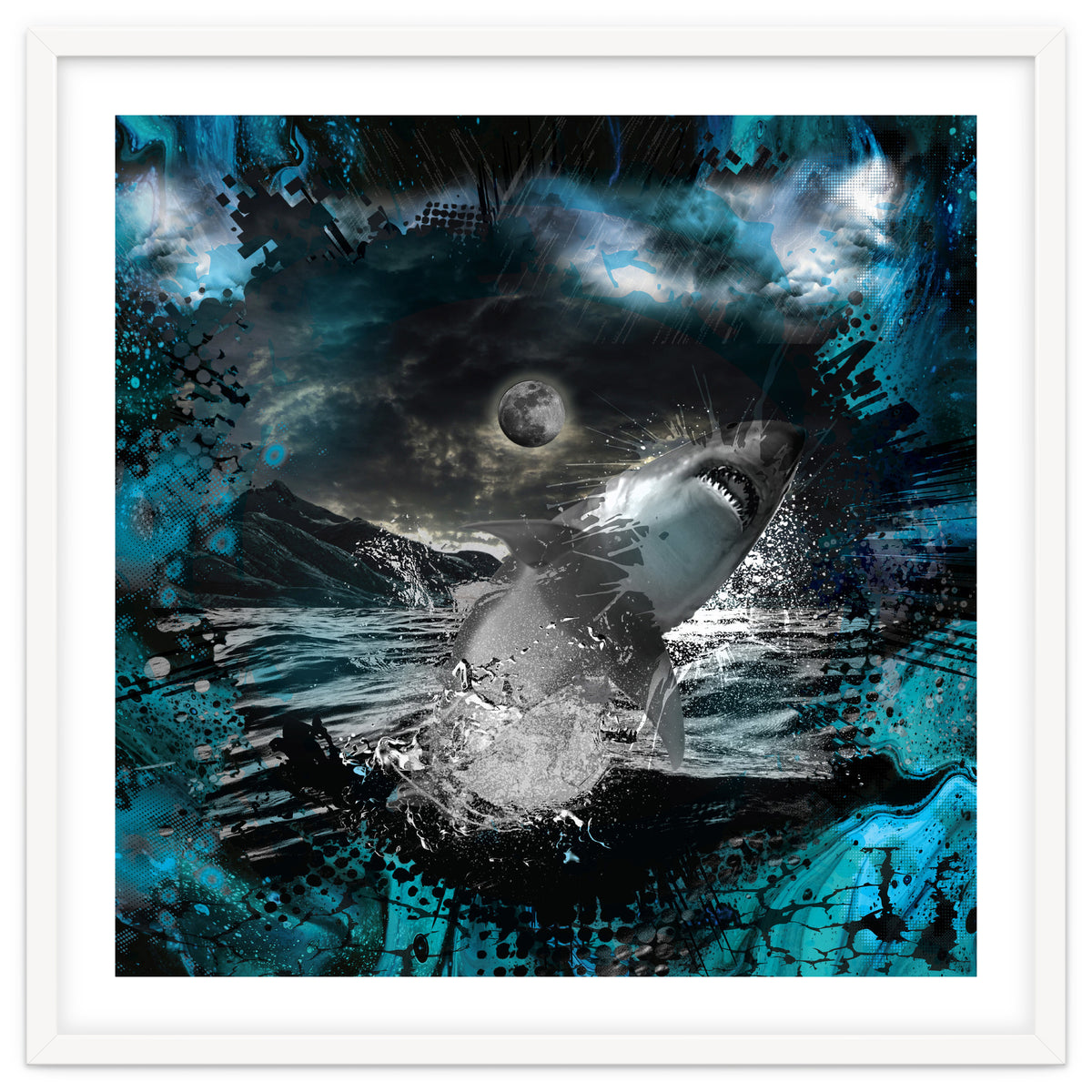 Shark Blue Moon Ocean Splash