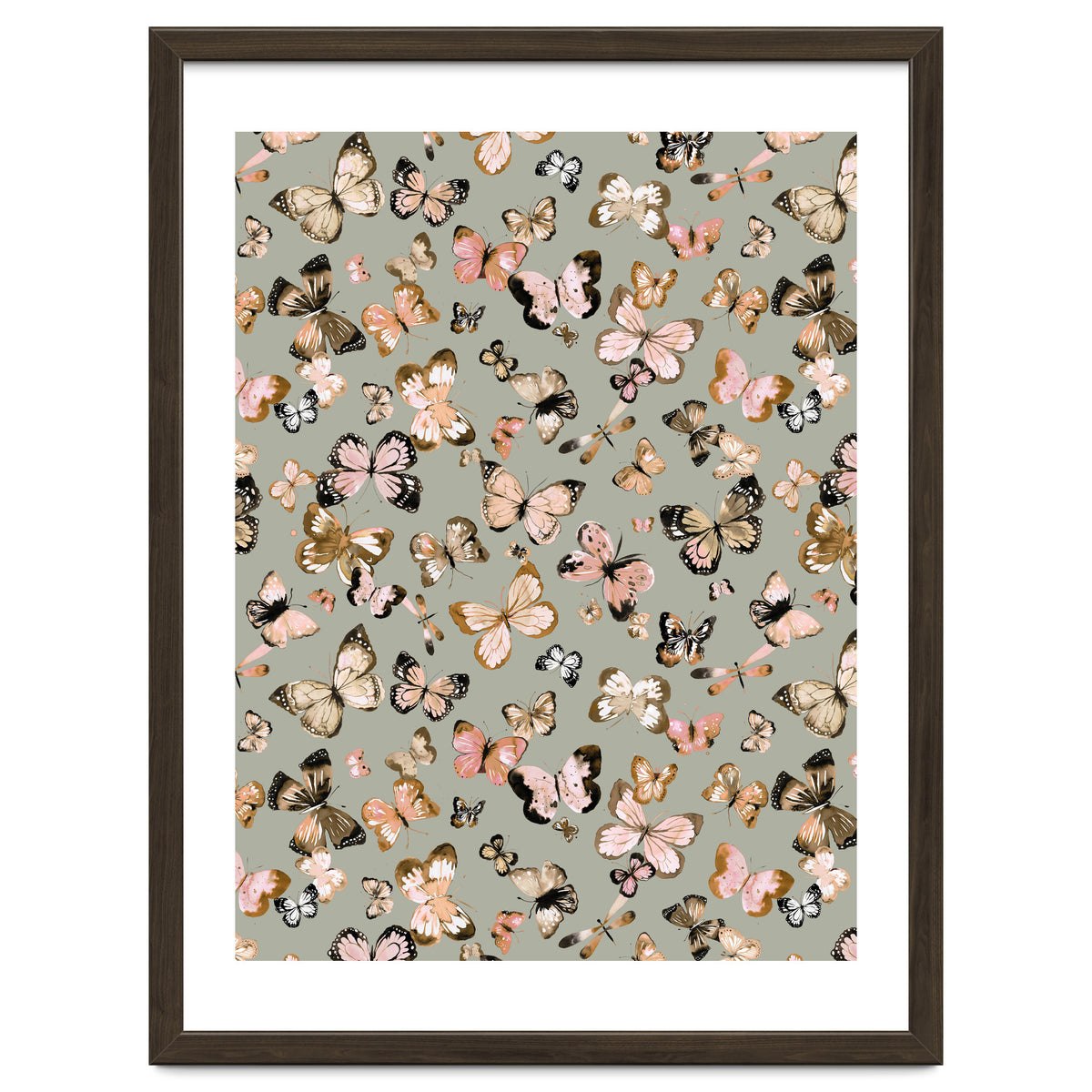 Flying Butterflies Gold Beige