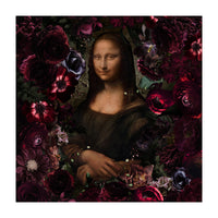 Mona Lisa And Dark Flowers (Print Only)