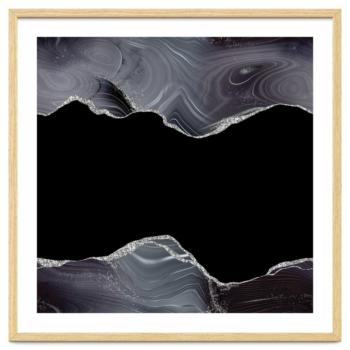 Black & Silver Glitter Agate Texture 04
