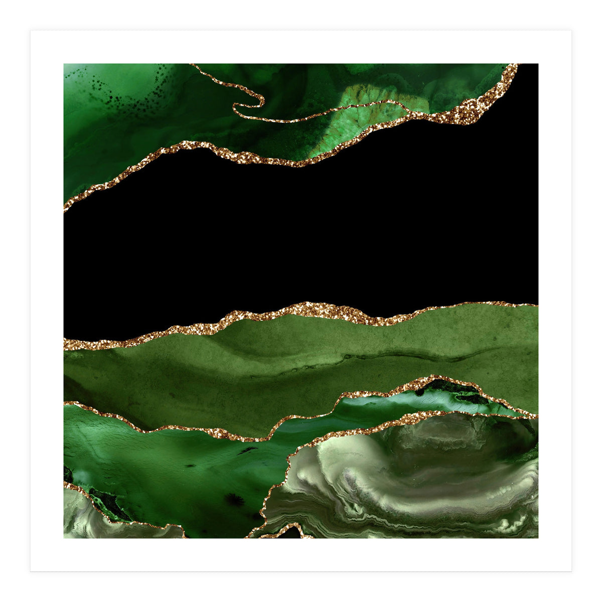 Green & Gold Agate Texture 16 (Print Only)
