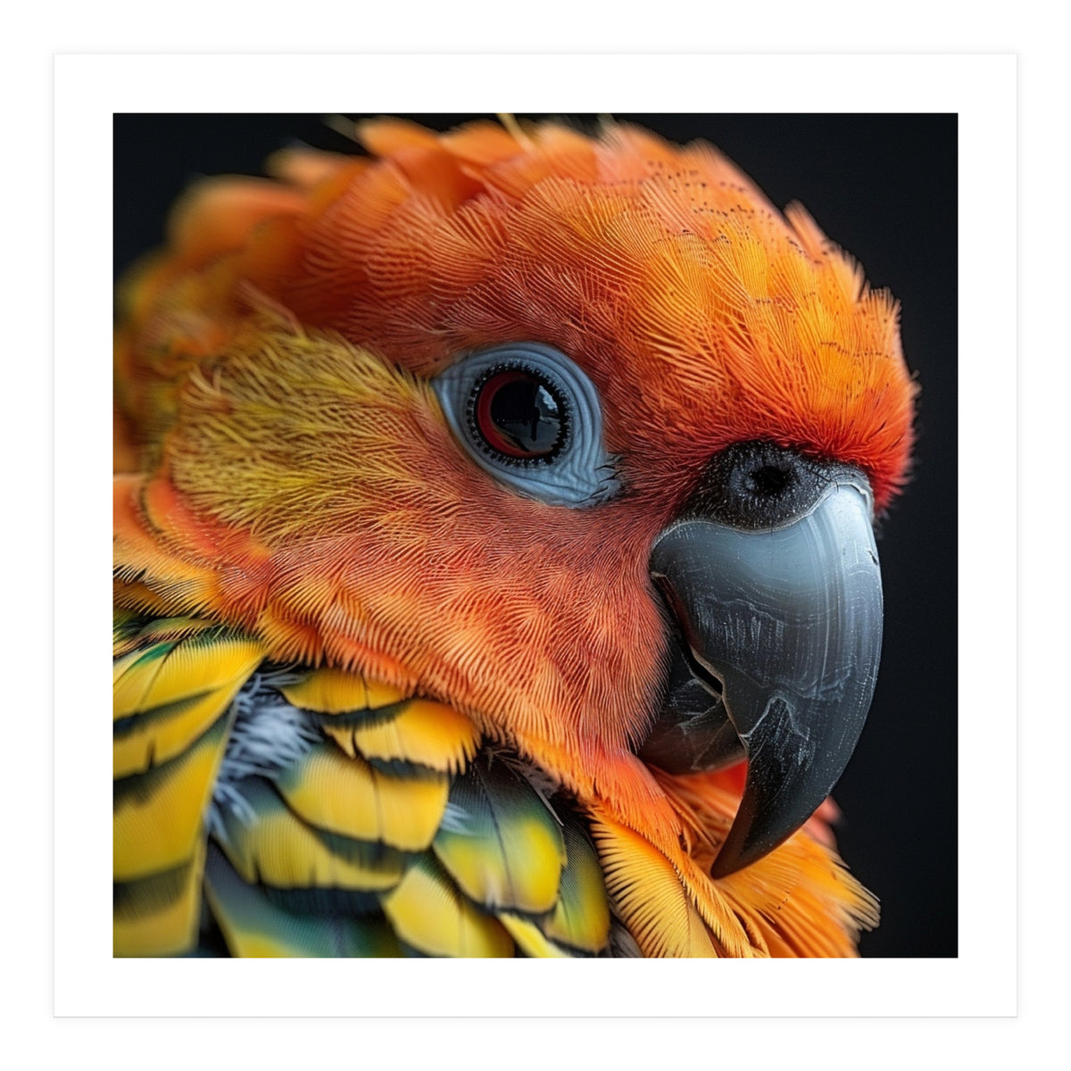 Close Up Of A Sun Conure Parrot's Head (Print Only)