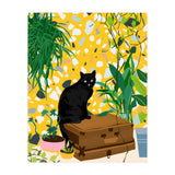 Urban Jungle Cat, Black Cats Pets Terrazzo Decor, Whimsical Bohemian Animals Illustration, Eclectic Quirky Travel (Print Only) thumbnail