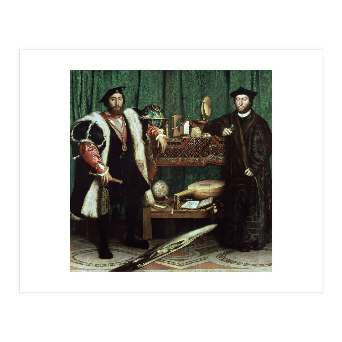 Germany school. The Ambassadors (with anamorphosis in the lower part of the painting). 1533. Oil ... (Print Only)