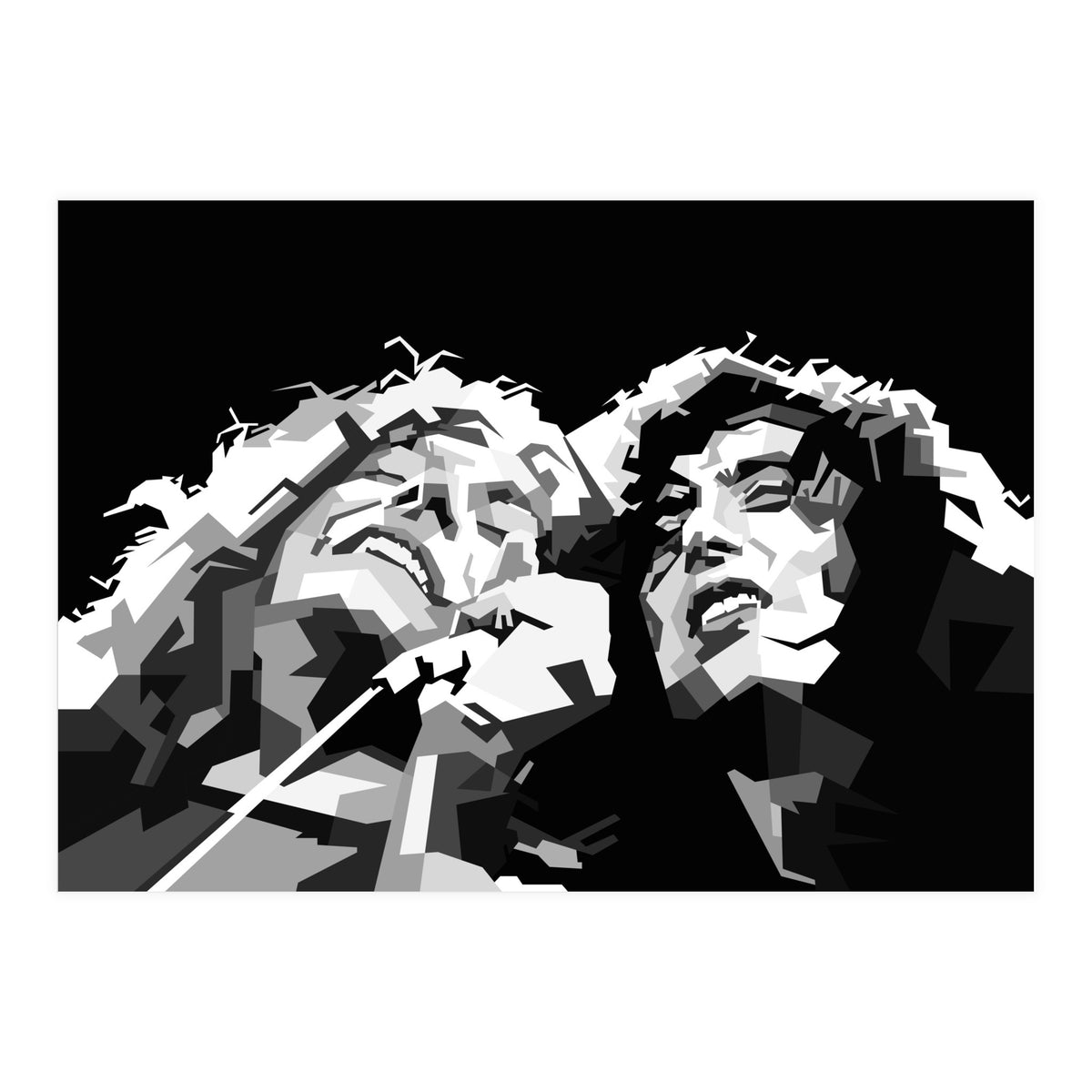 Robert Plant & Jimmy Page Black Illustration (Print Only)